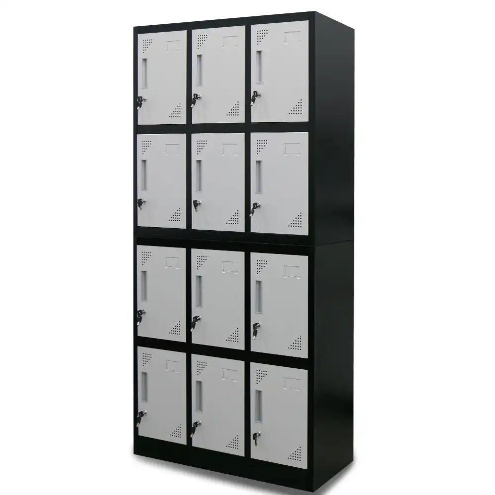 Fortia 12 Doors Locker Cabinet Metal Gym Storage Home Office School Stationary Compartment