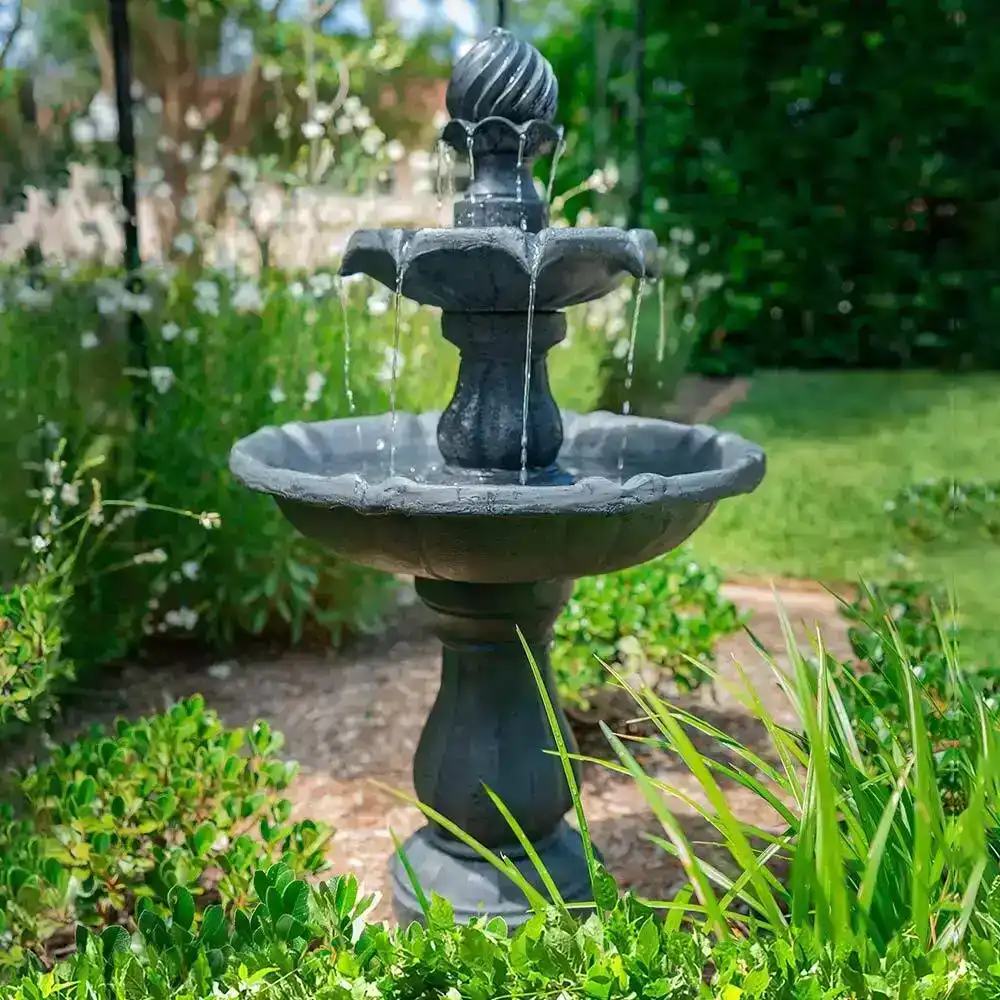 Protege Water Fountain Solar Powered 3 Tiered Battery Outdoor Bird Bath