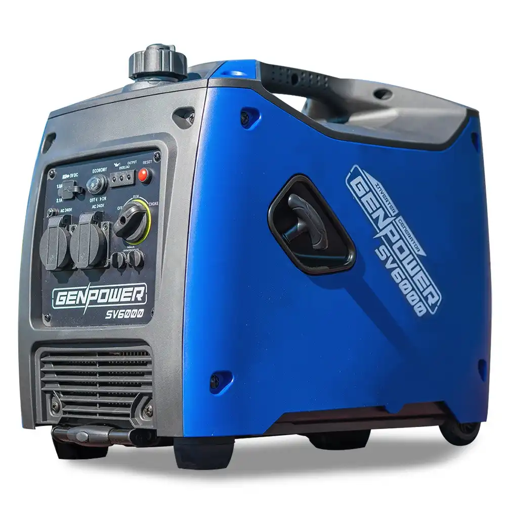 Genpower Inverter Generator Portable 3.5kW Max Petrol Pure Sine Wave Camping Power Station Blue