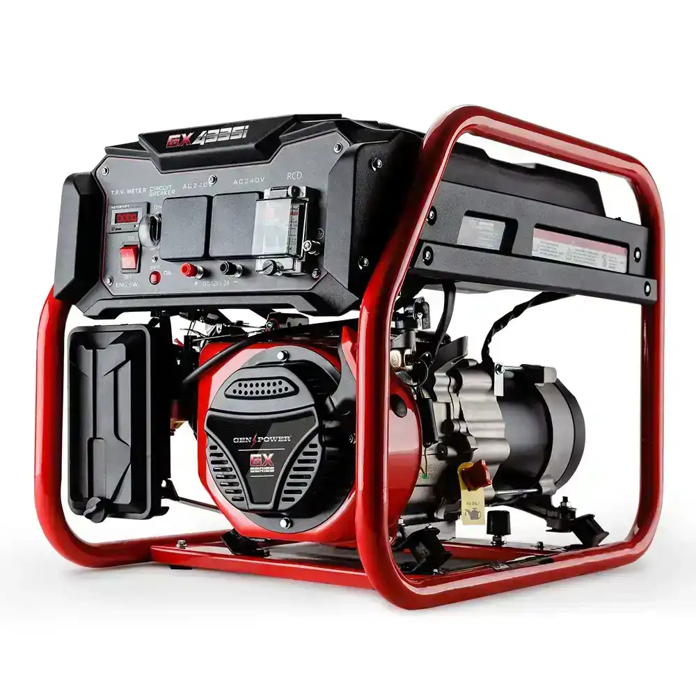 Genpower Portable Petrol Generator 4.2kW Max 3kW Rated Single-Phase 208CC 4 Stroke - Open Frame