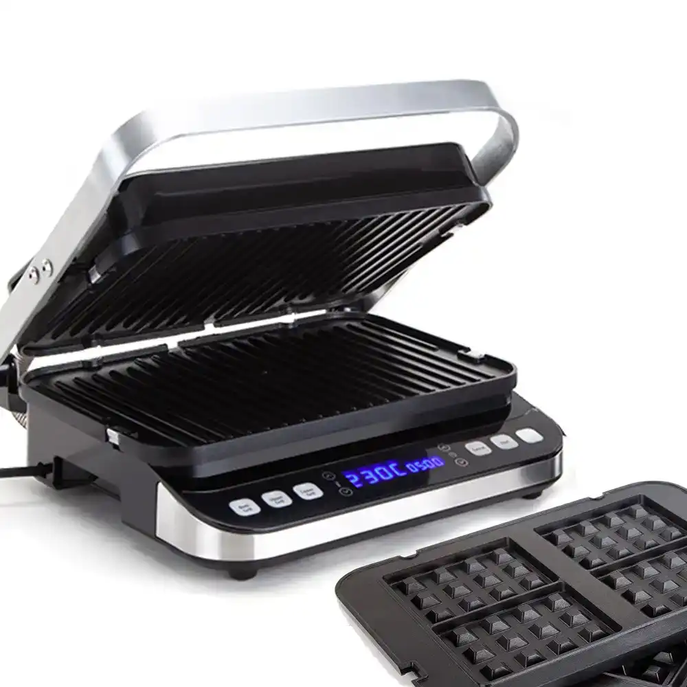 EuroChef Smart Multi-Function Contact Grill Griddle Panini Sandwich Press Waffle Maker