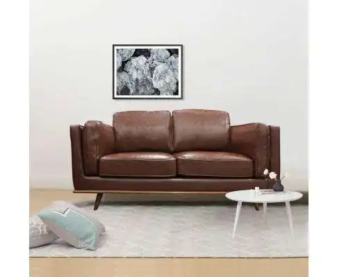 Leatherette Brown York Sofa 2 Seater