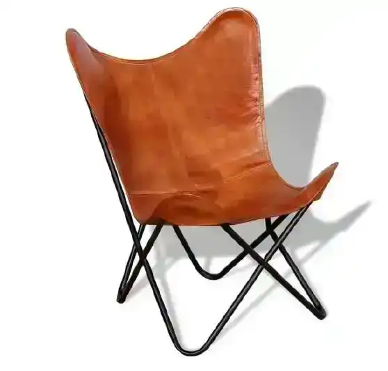 Ava Leather Butterfly Chair BROWN