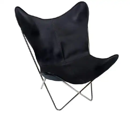 Ava Leather Butterfly Chair CHARCOAL