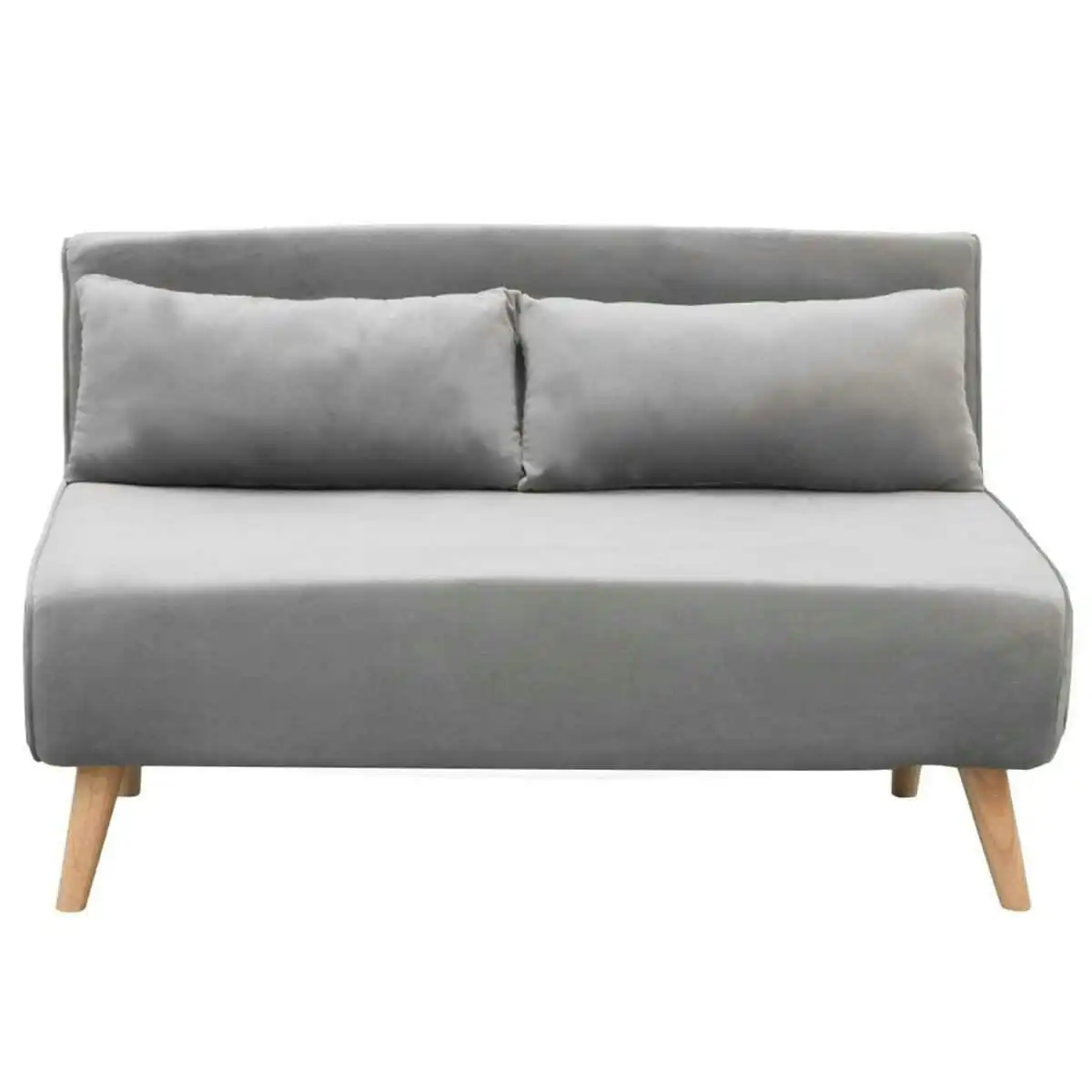 2 Seater Adjustable Sofa Bed Lounge Faux Velvet Fabric   Light Grey