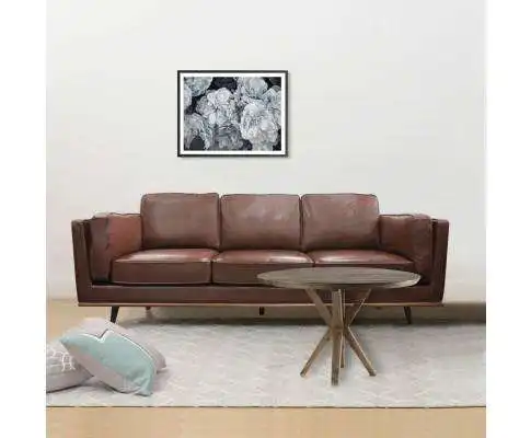 Stylish Leatherette Brown York Sofa  3 Seater