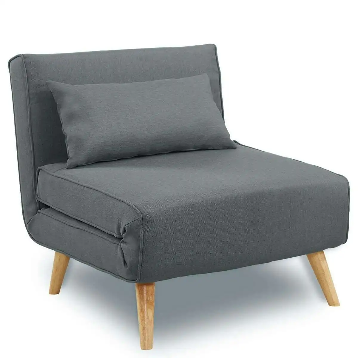 Adjustable Corner Sofa Single Seater Lounge Linen Bed Seat   Dark Grey
