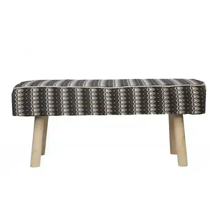 Ava Upholstered Bench Set  WHT/BLK