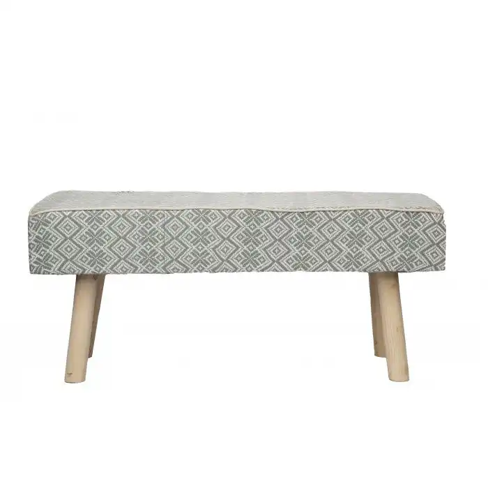 Ava Upholstered Bench Set  WHT/GRY