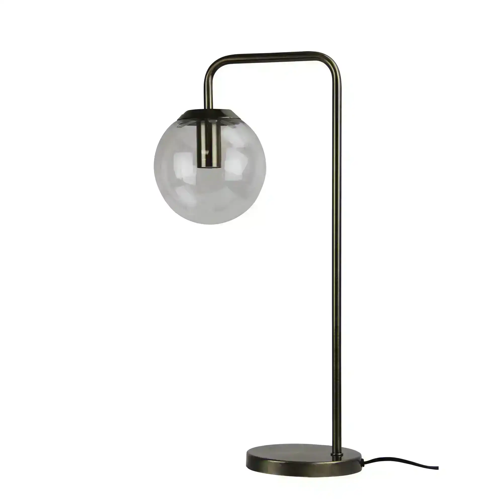 NEWTON LAMP Contemporary Clear Glass Lamp Antique Brass