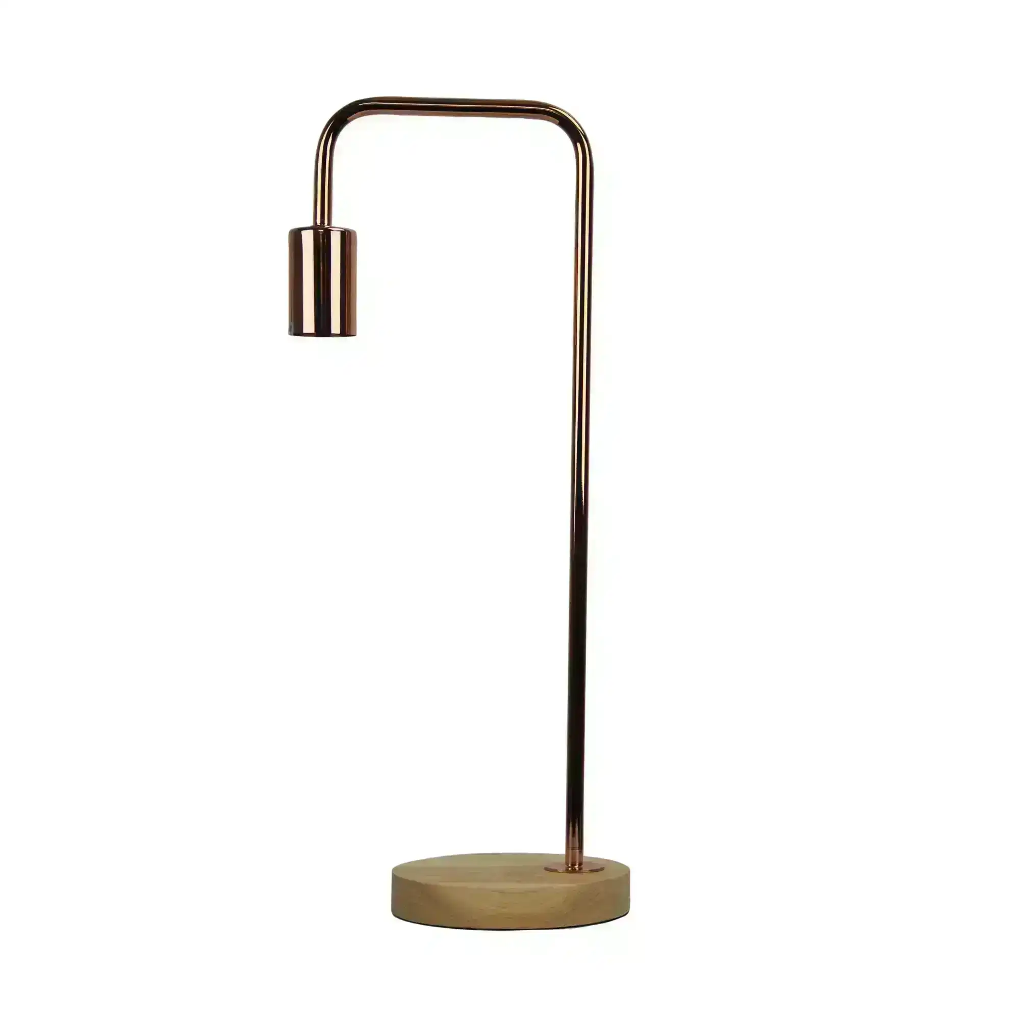 LANE Scandi Table Lamp Copper with Timber
