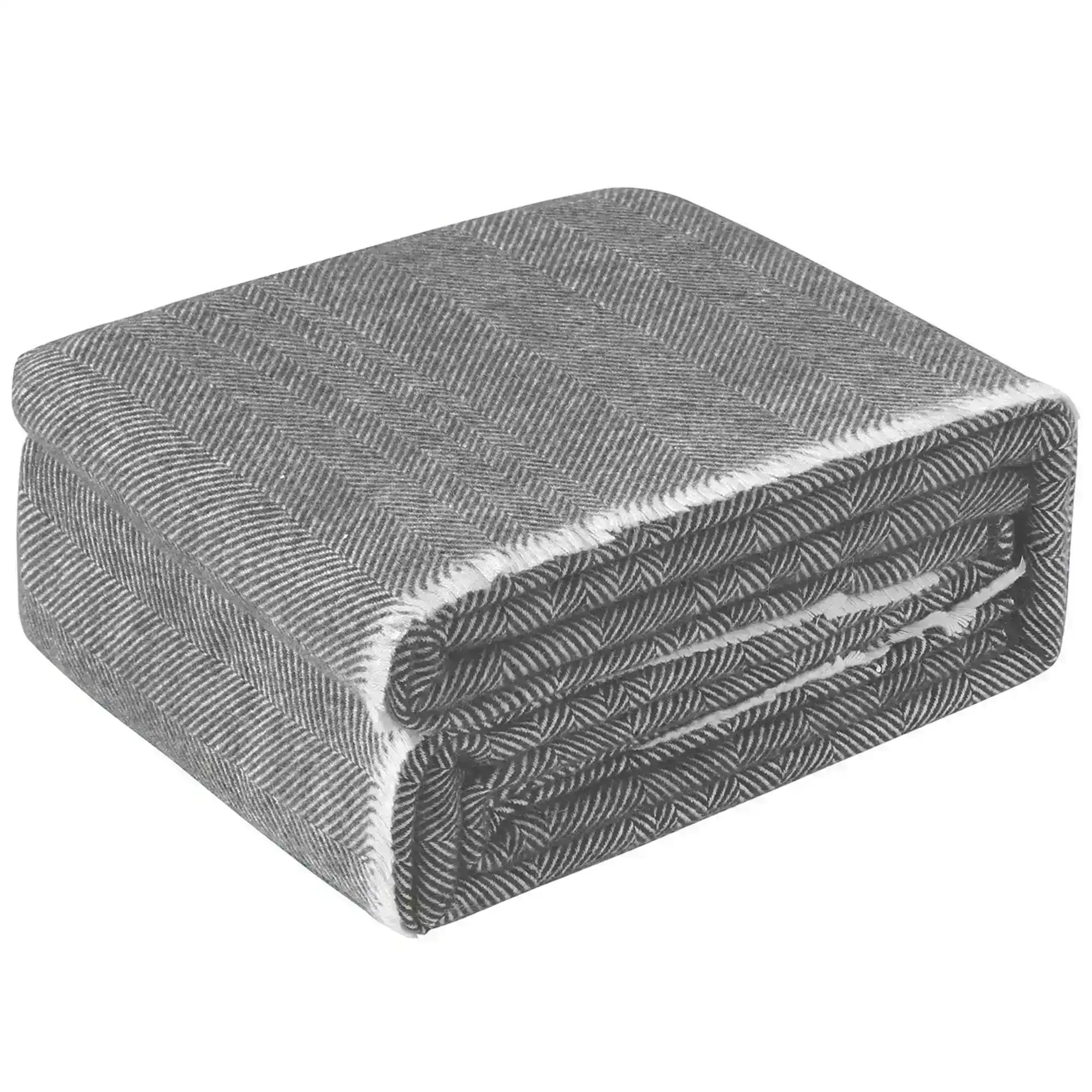 Accessorize Grey Herringbone Wool Blanket