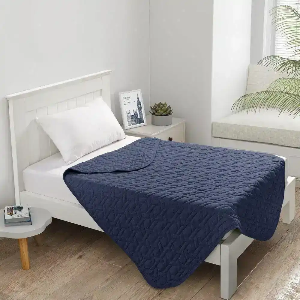 Dreamaker Cotton Quilted Blanket - Navy
