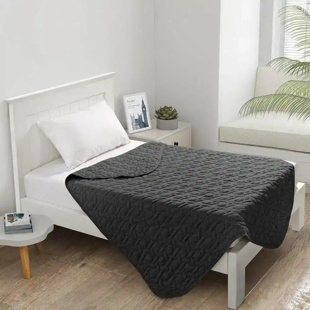 Dreamaker Cotton Quilted Blanket - Charcoal