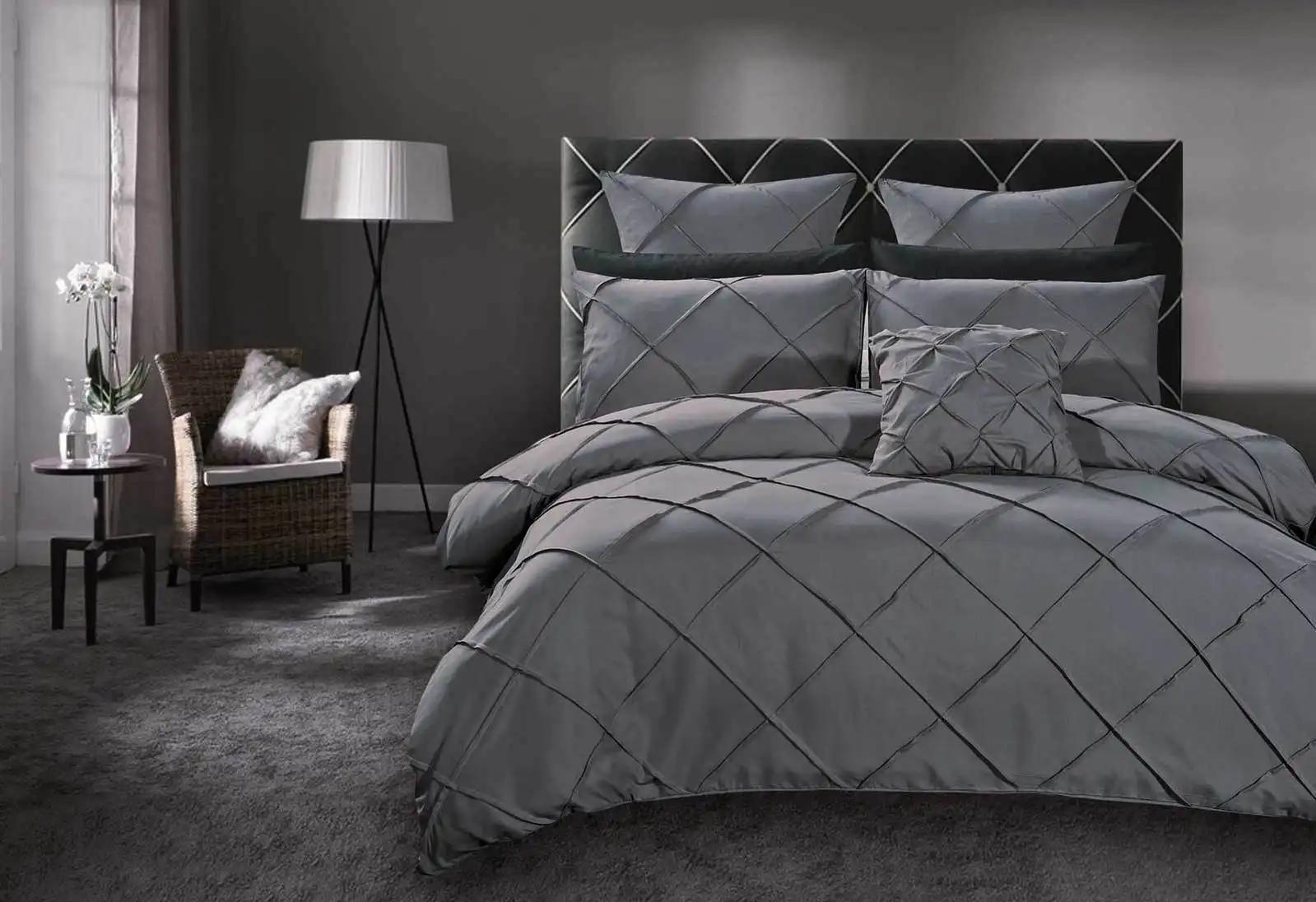 Luxton Abel Grey Pintuck Quilt Cover Set