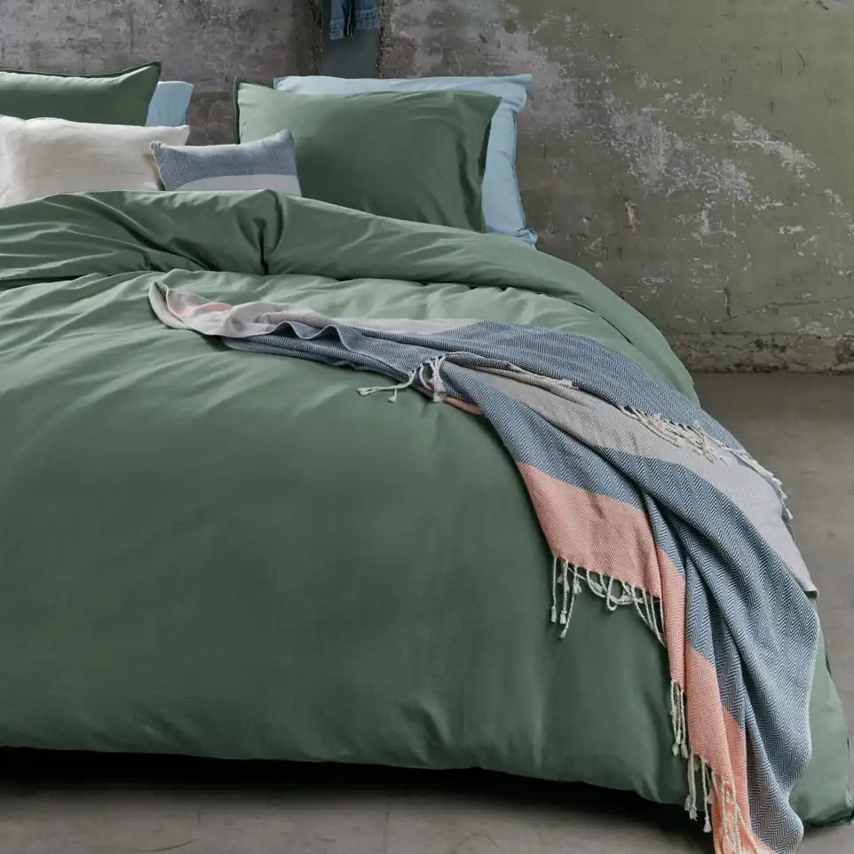 Bedding House Organic Cotton Basic Green Cotton Quilt Cover Set