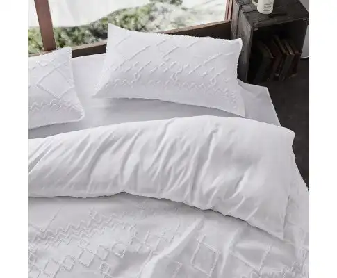 Gioia Casa Tufted ultra soft microfiber quilt cover set - WHITE