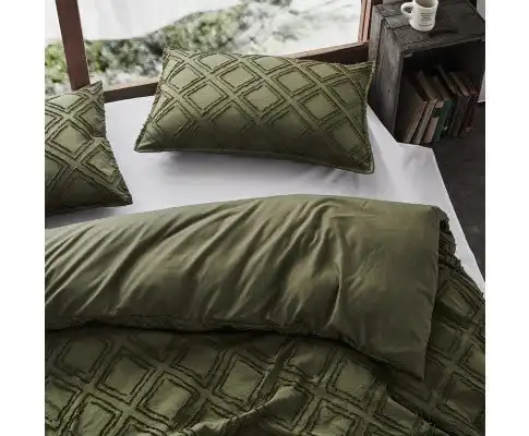 Gioia Casa Tufted ultra soft microfiber quilt cover set - KHAKI GREEN