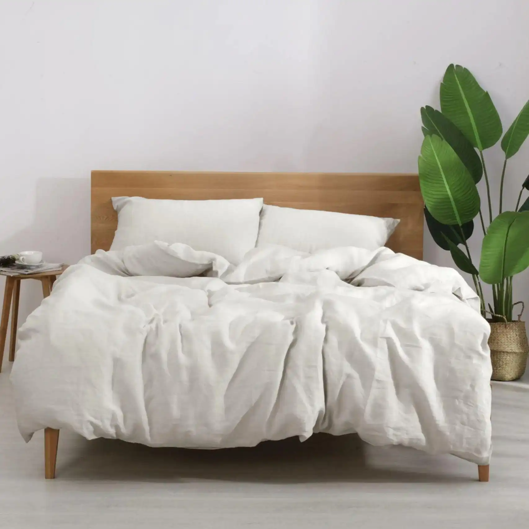 Natural Home European Flax Linen Quilt Cover Set - White