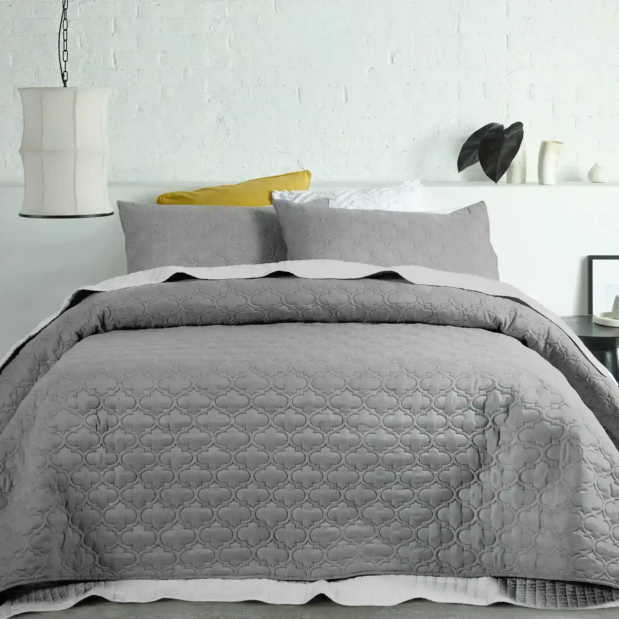 Accessorize Grey Opaco Coverlet Set - Queen/King
