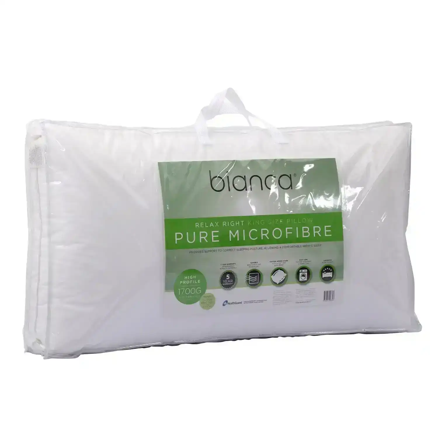 Bianca Bedding RELAX RIGHT PURE MICROFIBRE KING PILLOW PROFILE 1700G
