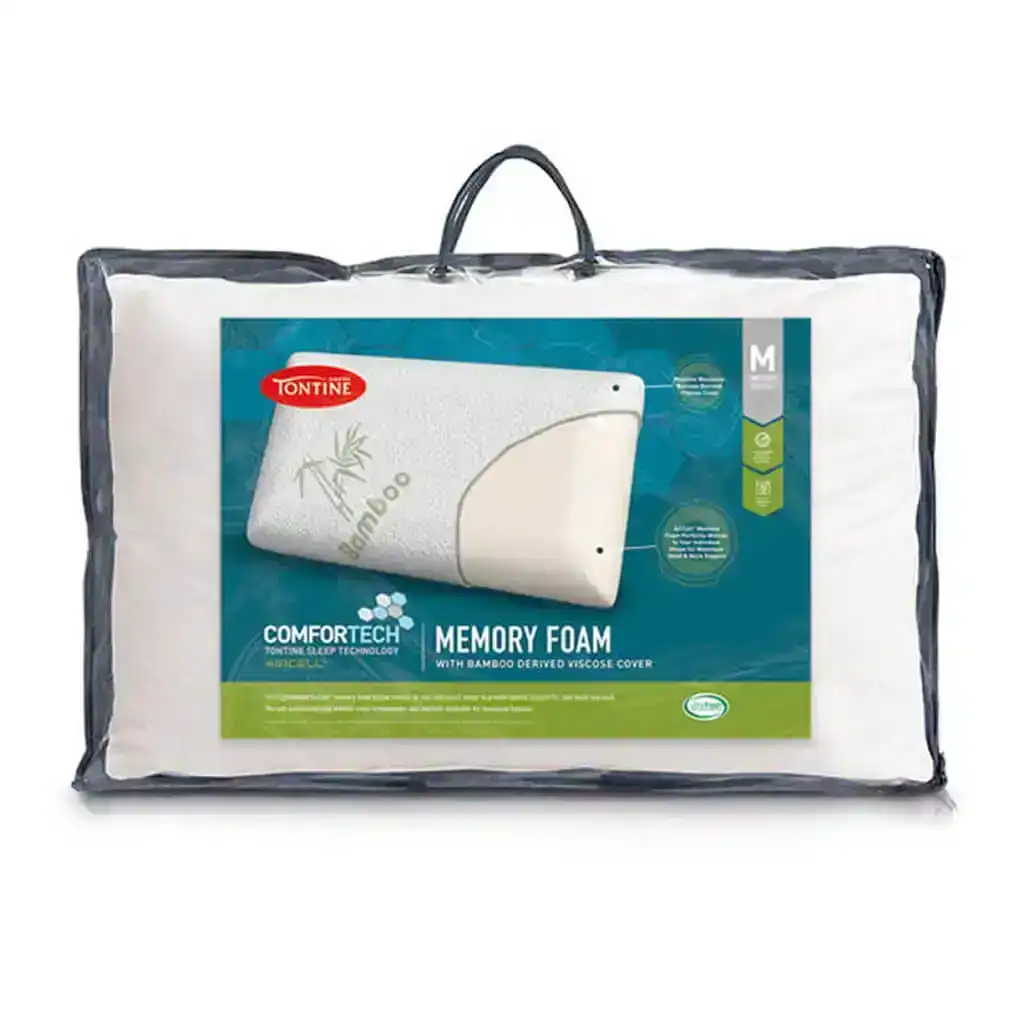 Comfortech Memory Foam Pillow with Bamboo Cover - Medium & Firm