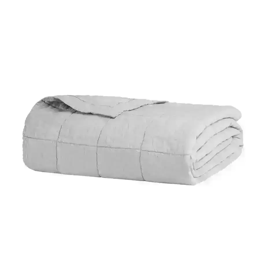 Bambury French Flax Linen Quilted Coverlet -  Queen/King - Silver
