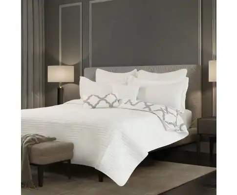 Royal Comfort Bamboo Cooling Reversible 7 Piece Comforter Set Bedspread - White
