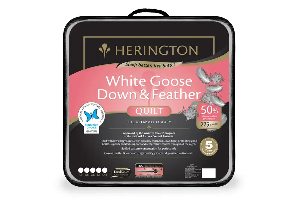 Herington White Goose Down & Feather 50 Quilt