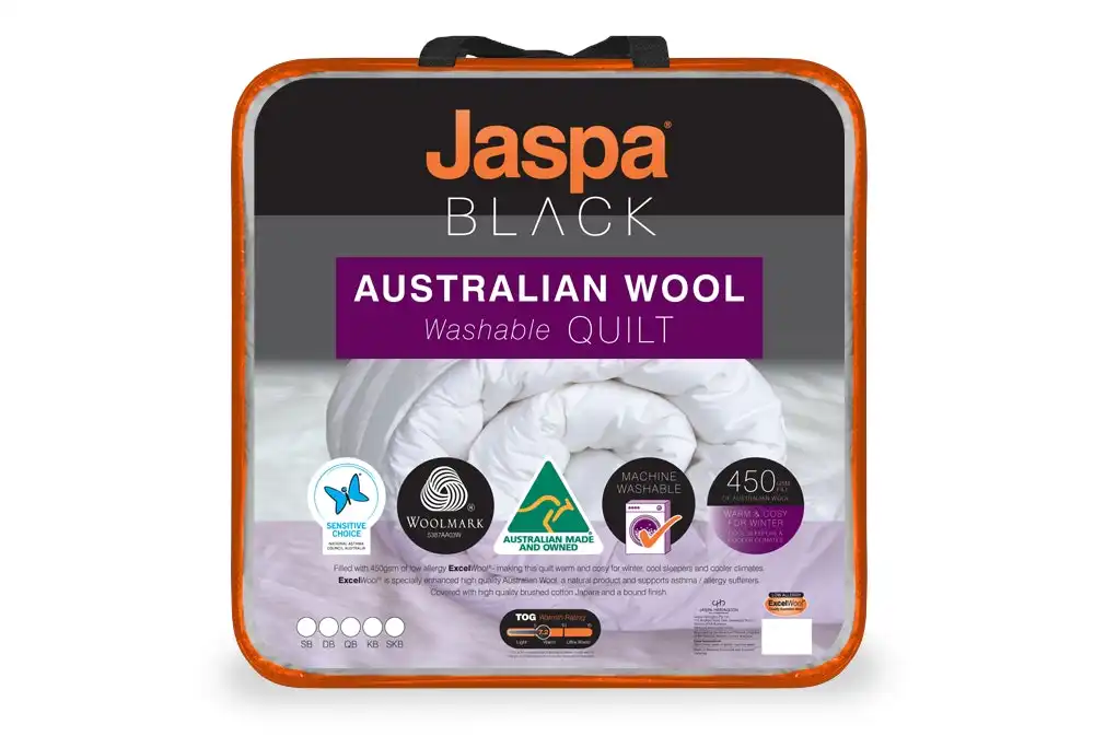Jaspa Black Wool Machine Washable Quilt