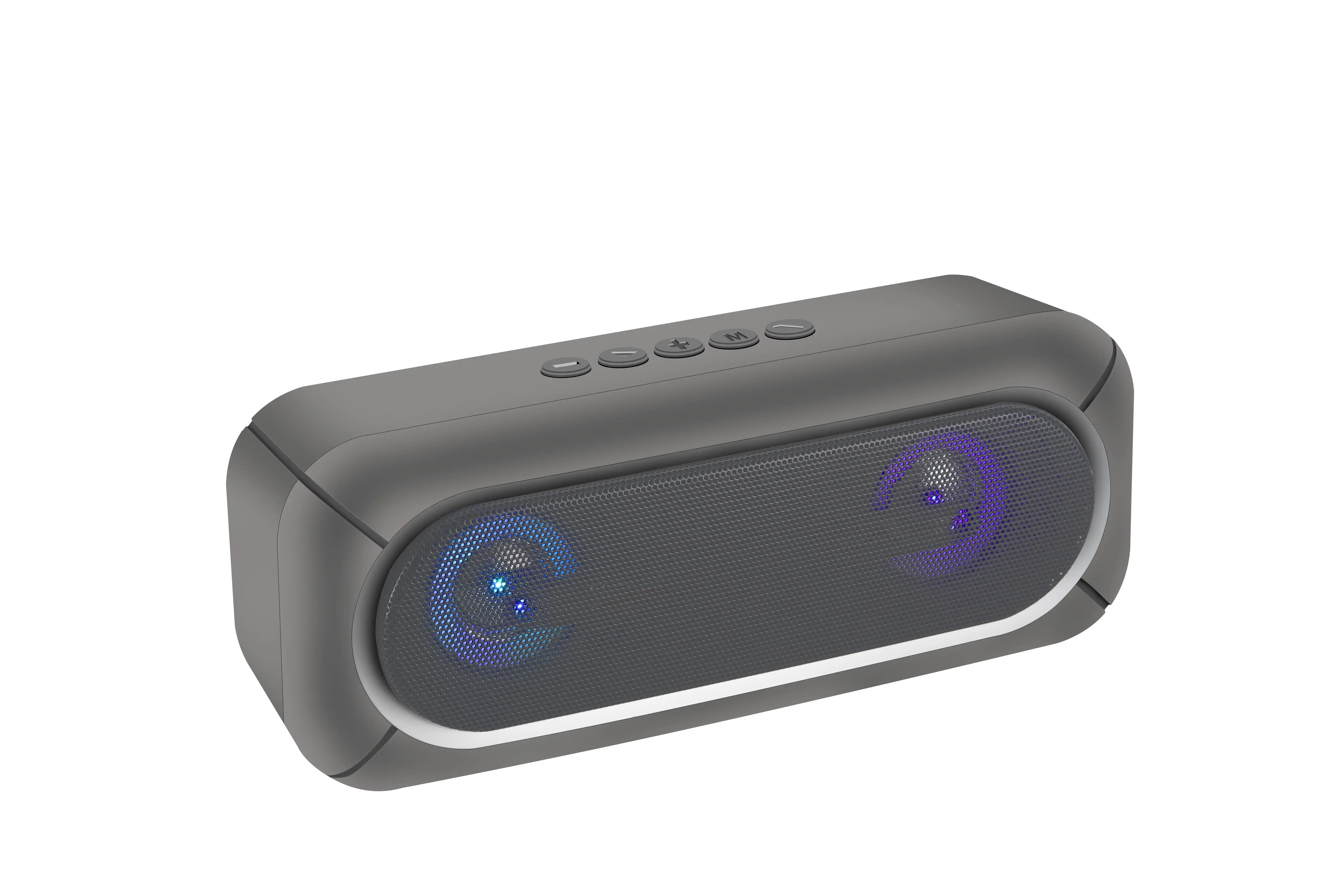 Laser Portable LED Bluetooth TWS FM AUX USB Speaker Grey