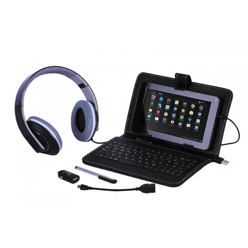 Tablet 5-in-1 Accessories Pack Headphones Stylus Keyboard Cover Cable