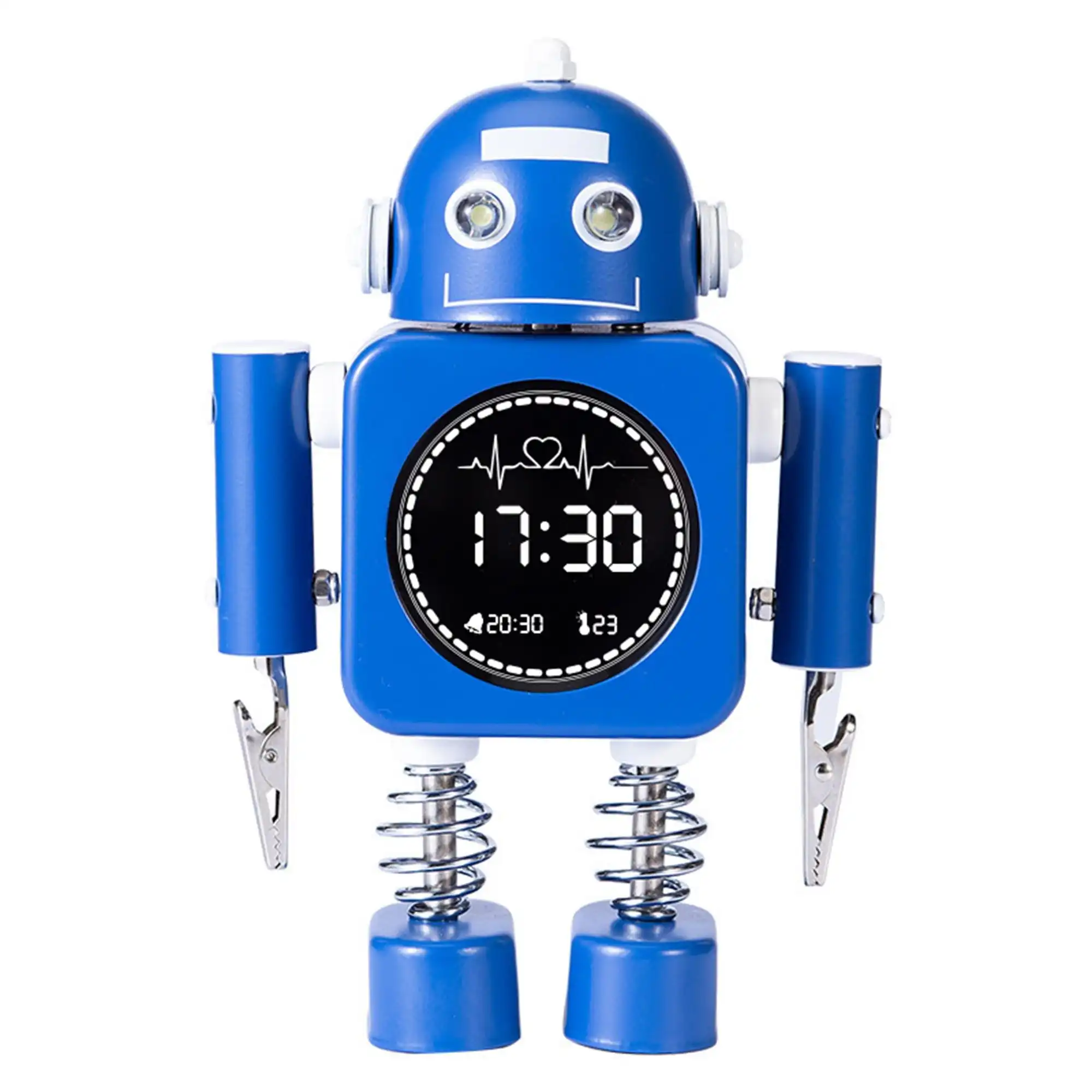 Laser Kids Digital Robot Alarm Clock Blue - Time Date and Temperature