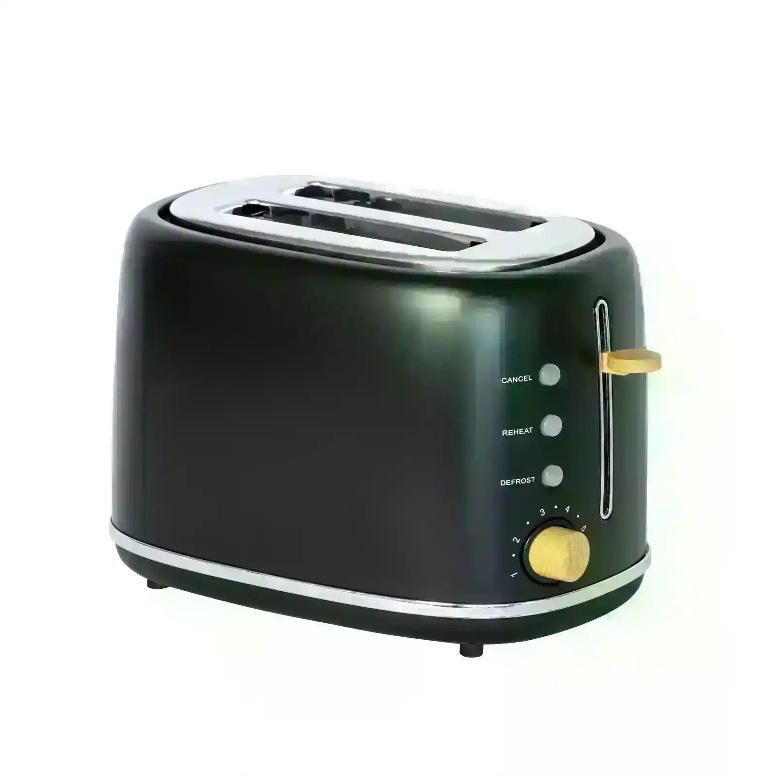 2-Slice Bread Toaster in Black w/ Wood Accents