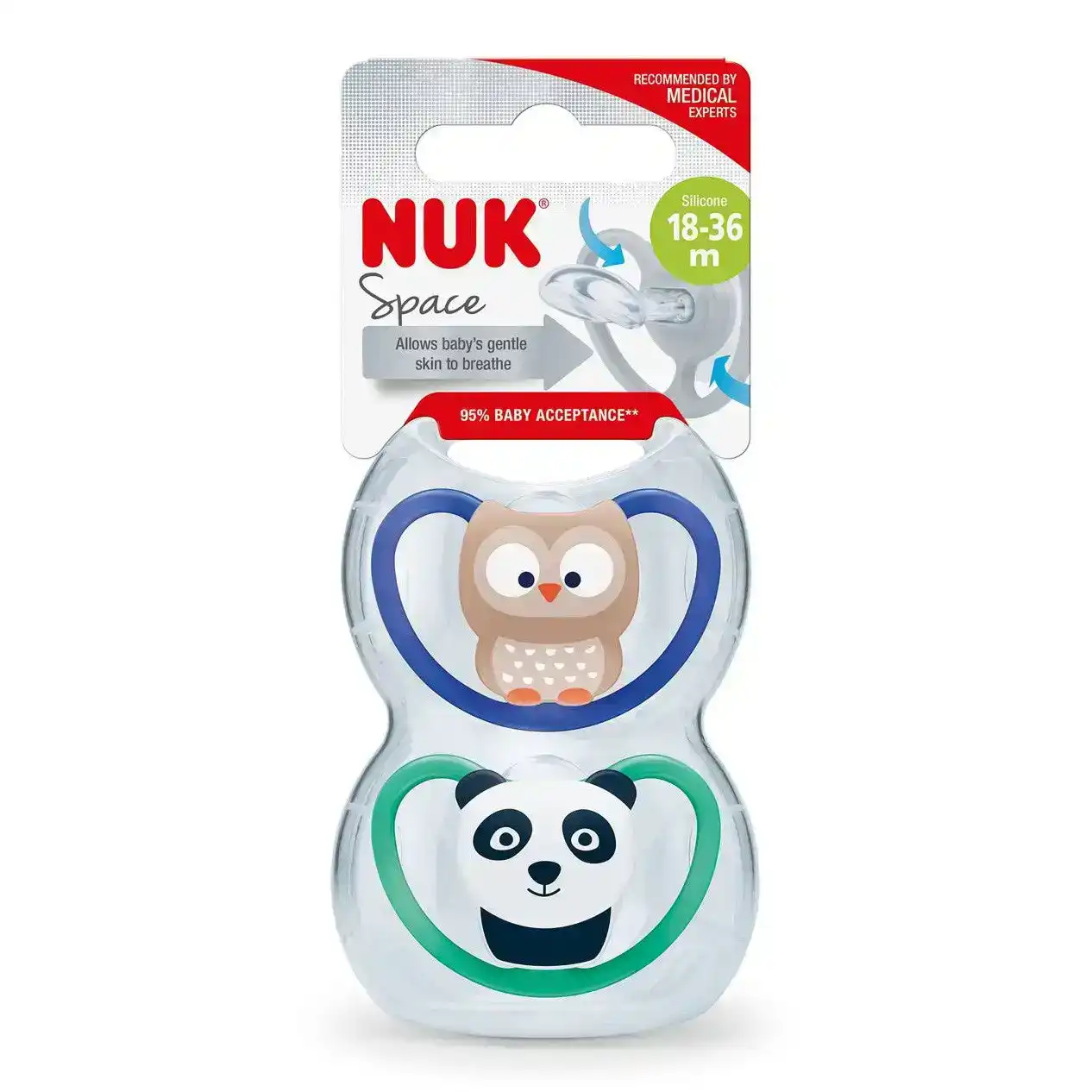 NUK Space Silicone Soother 18-36 Months 2 Pack