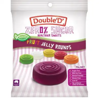Double 'D' Zero % Sugar Fruit Jelly Rounds 70g
