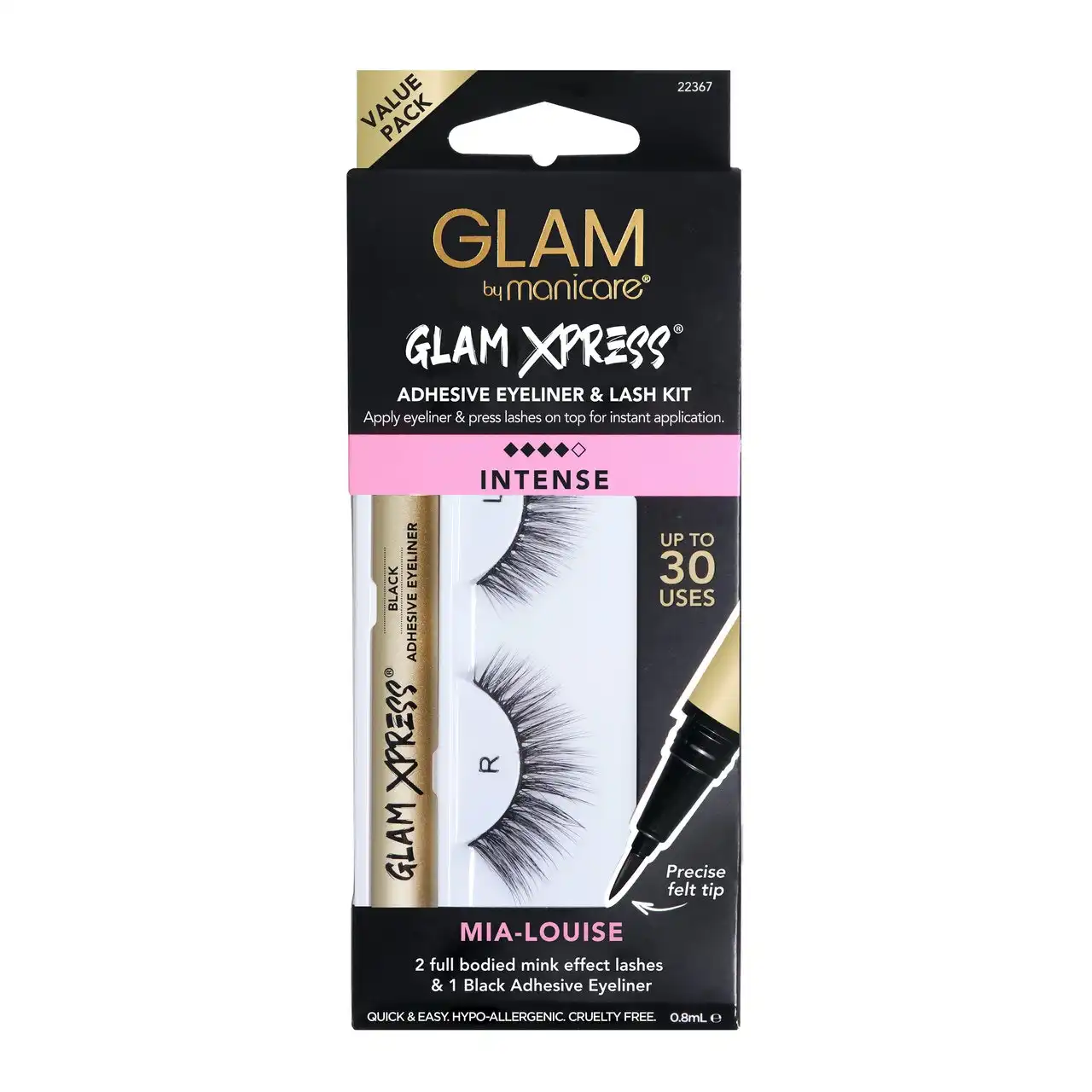 Glam by Manicare Mia-louise Glam Xpress(R) Adhesive Eyeliner & Lash Kit