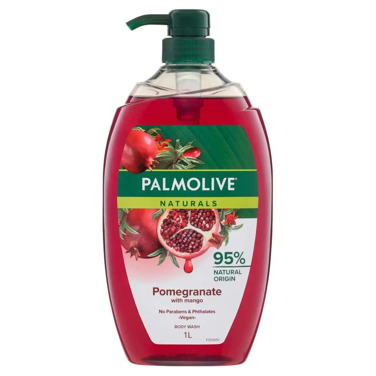 Palmolive Naturals Body Wash 1L, Pomegranate with Mango, Soap Free Shower Gel, No Parabens or Phthalates