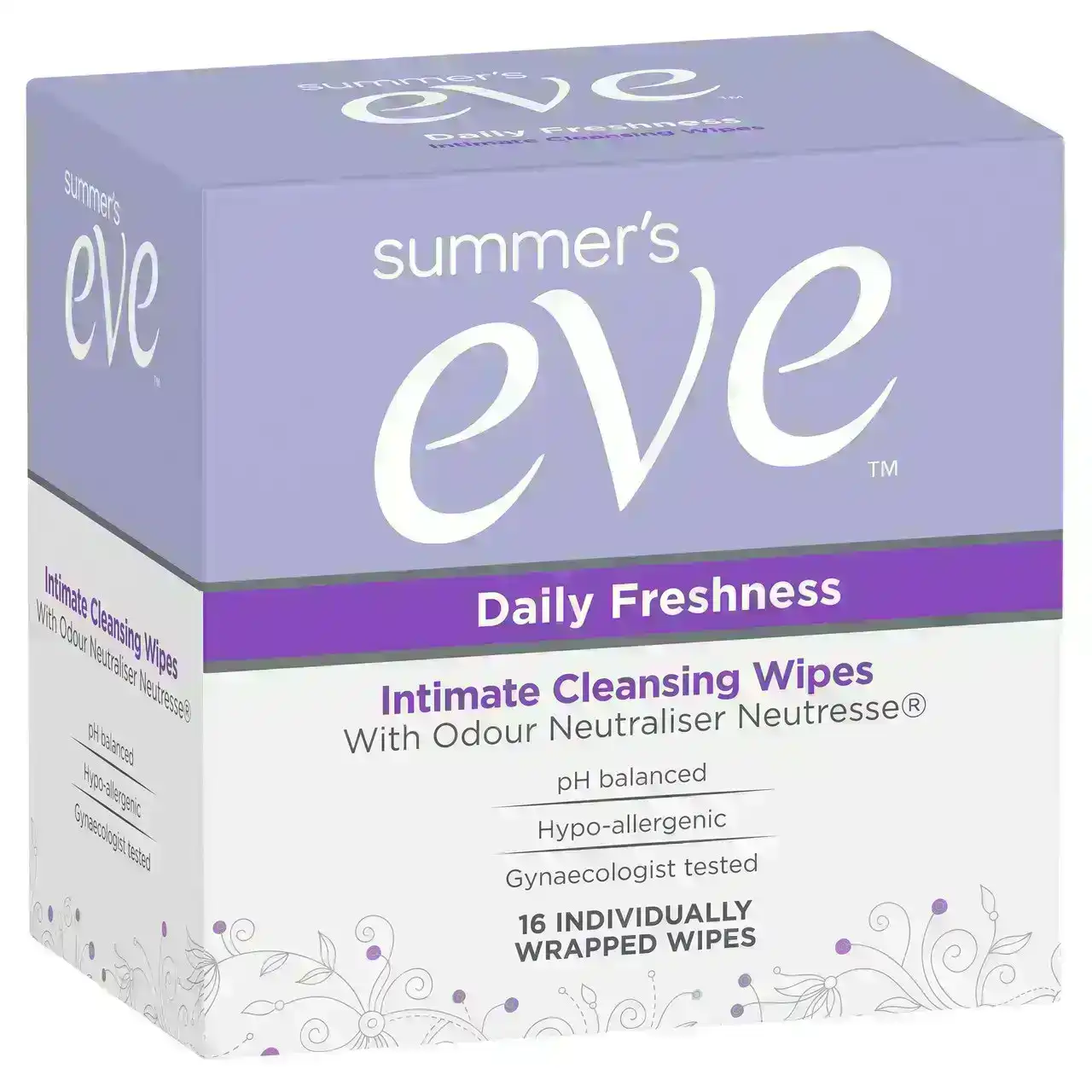 Summer&#39;s Eve Daily Freshness Intimate Cleansing Wipes with Odour Neutraliser Neutresse 16 Pack