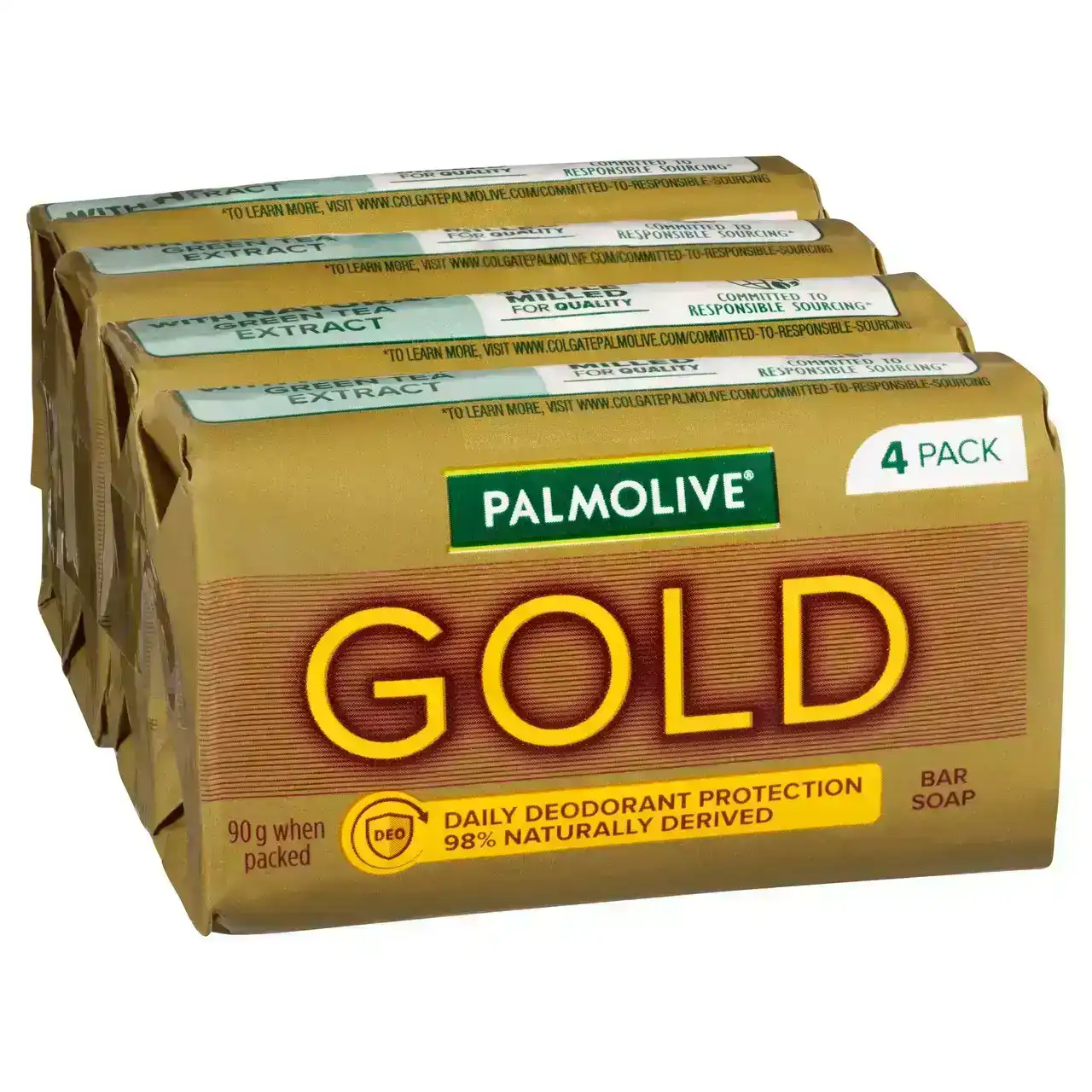 Palmolive Gold Bar Soap, 4 Pack x 90g, Daily Deodorant Protection