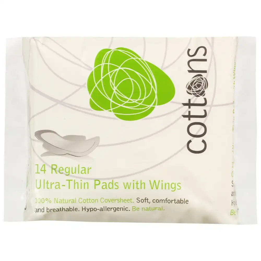Cottons Be Natural 14 Regular Ultra Thin Pads With Wings
