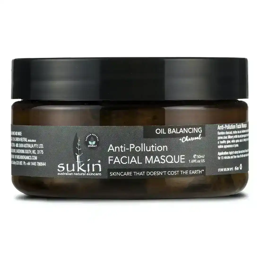 Sukin Anti-Pollution Facial Masque Oil Balancing + Charcoal 100ml