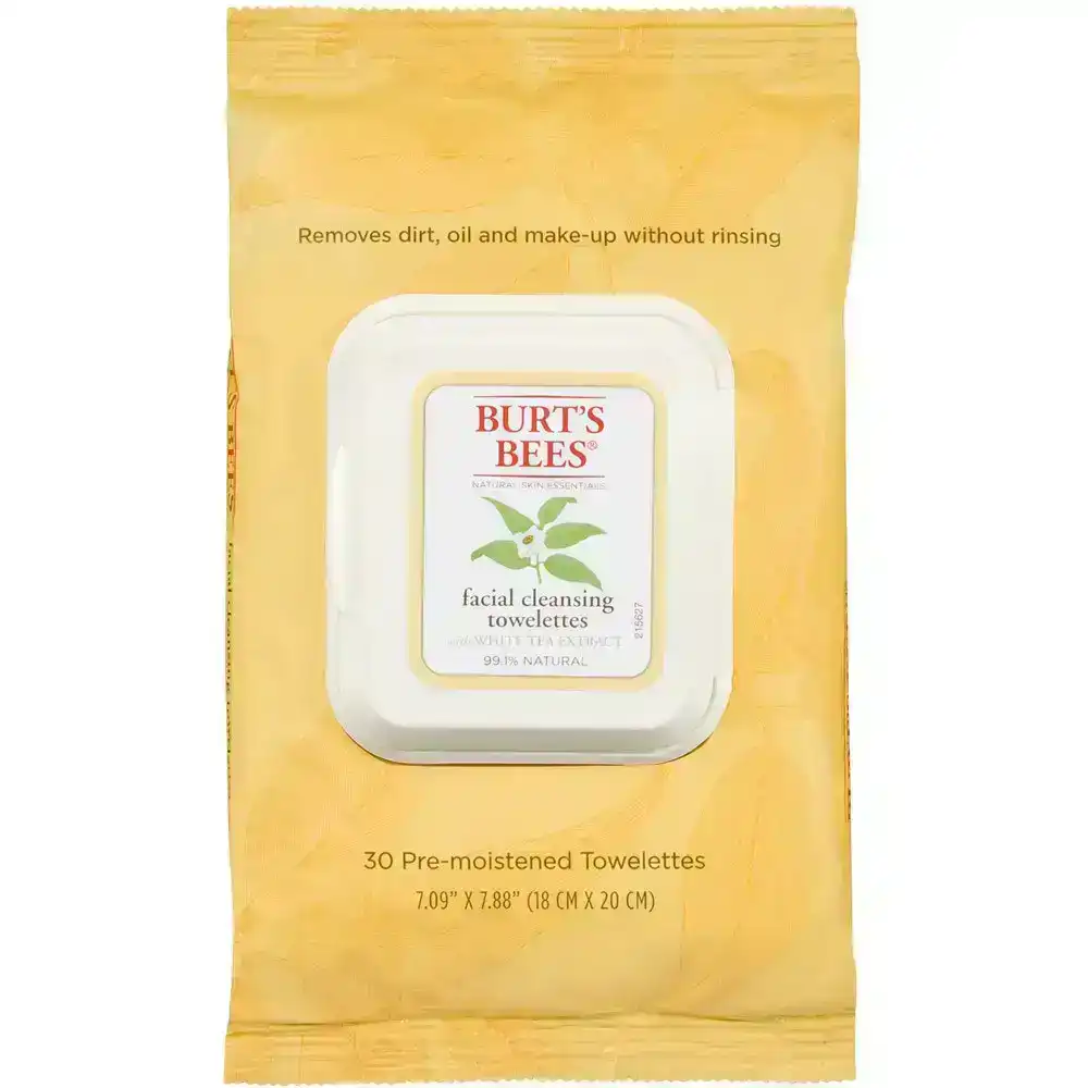 Burt&#39;s Bees Facial Cleansing 30 Towelettes With White Tea Extract