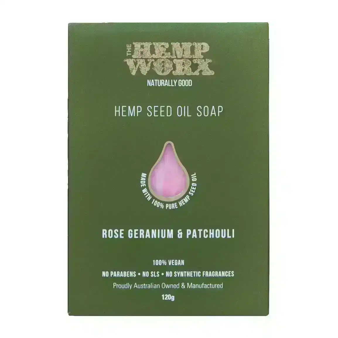 Hemp Worx Hemp Seed Oil Rose Geranium &amp; Patchouli Soap 120g