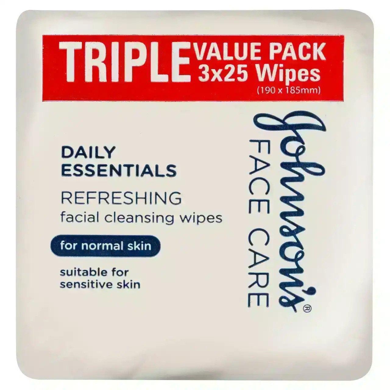 Johnson&#39;s Daily Essentials Facial Cleansing Wipes Normal Skin 3 x 25 Pack