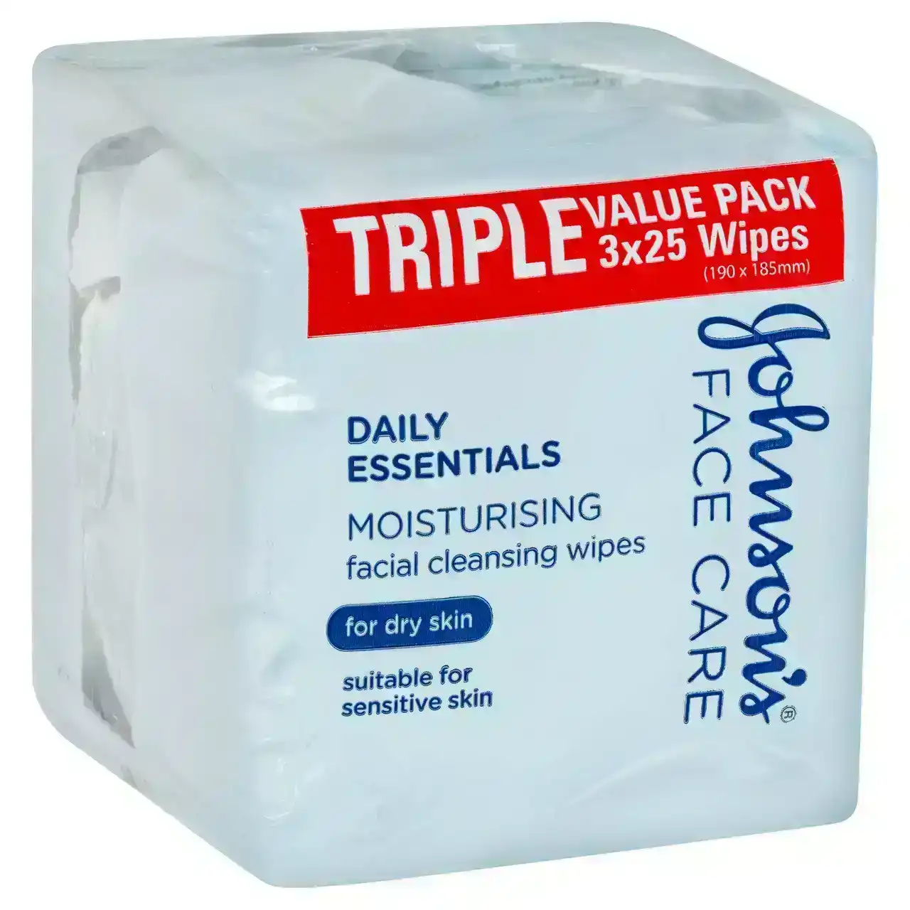 Johnson&#39;s Daily Essentials Facial Cleansing Wipes Dry Skin 3 x 25 Pack