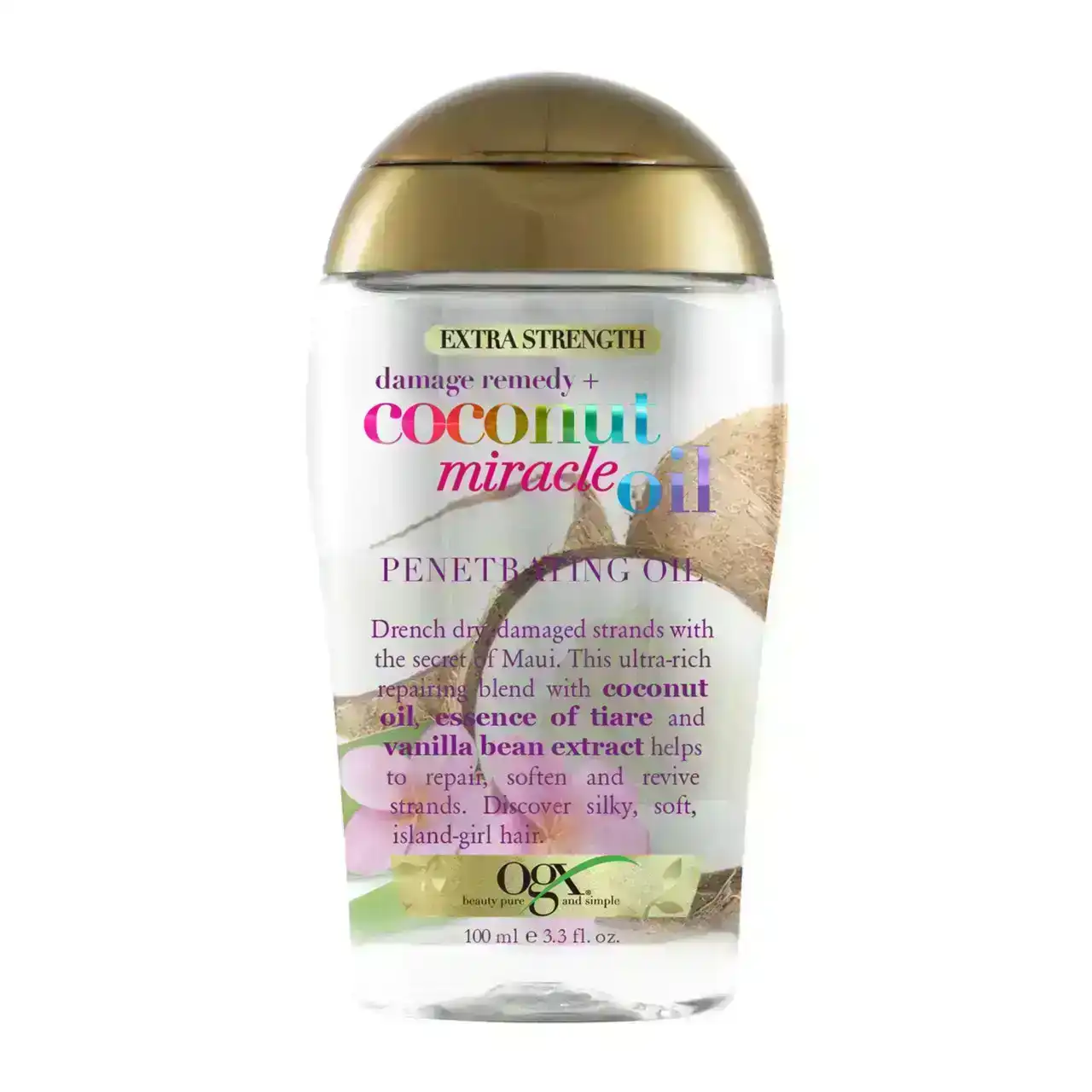 OGX Extra Strength Damage Remedy + Hydrating &amp; Repairing Coconut Miracle Oil Penetrating Oil For Dry &amp; Damaged Hair 100mL