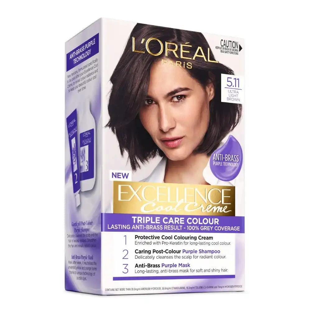 L'Oreal Paris Excellence Cool Creme Hair Colour with Pro-Keratin 5.11 Ultra Ash Light Brown