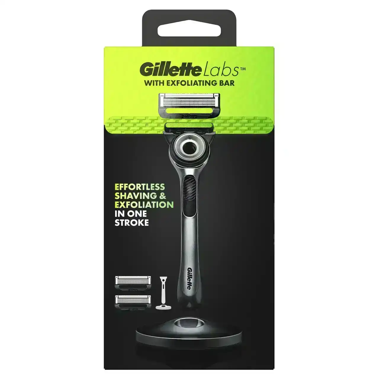 Gillette Labs with Exfoliating Bar Razor for men, 1 Handle, 2 Razor Blade Refills, and Premium Magnetic Stand