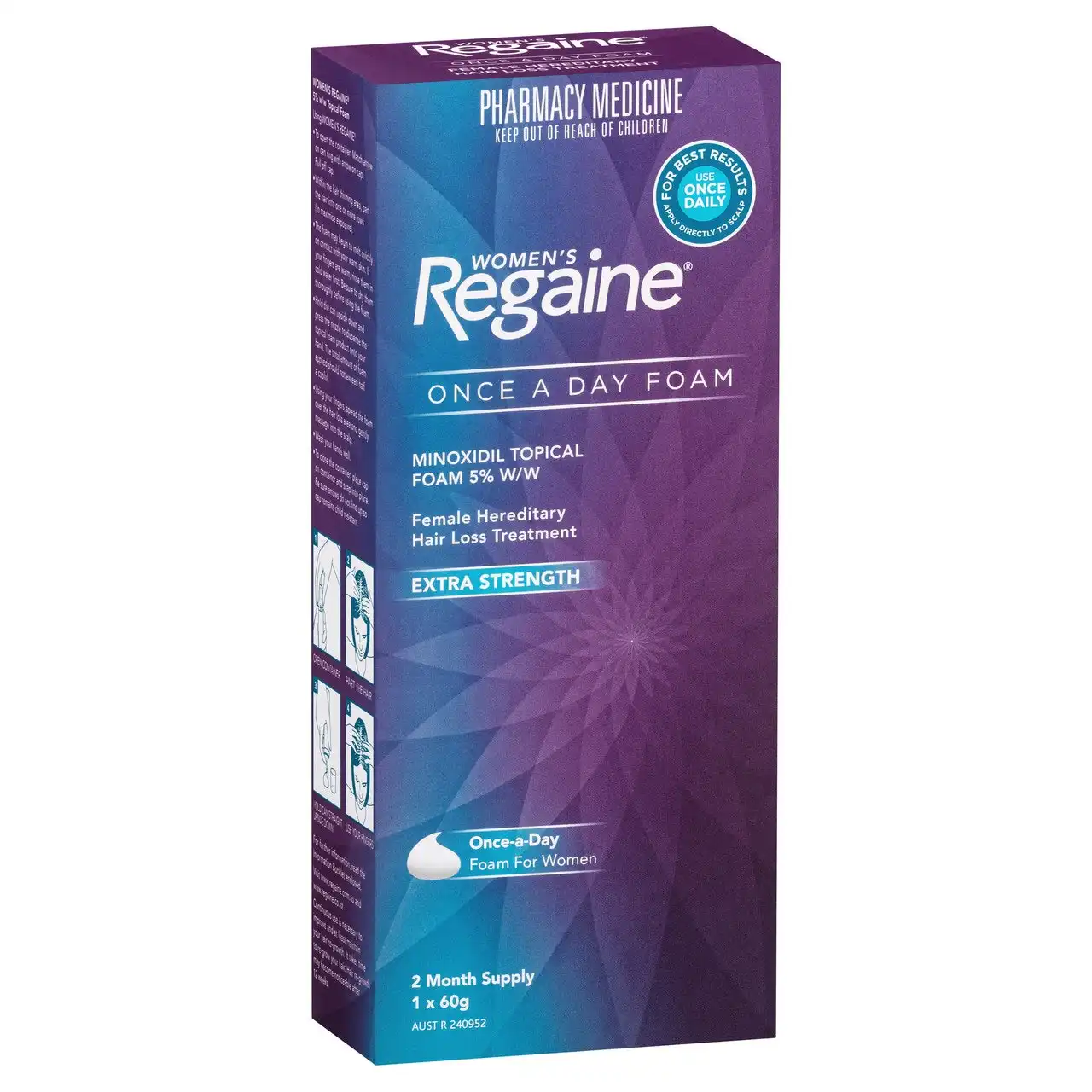 Regaine Women&#39;s Extra Strength Minoxidil Foam Hair Regrowth Treatment 60g
